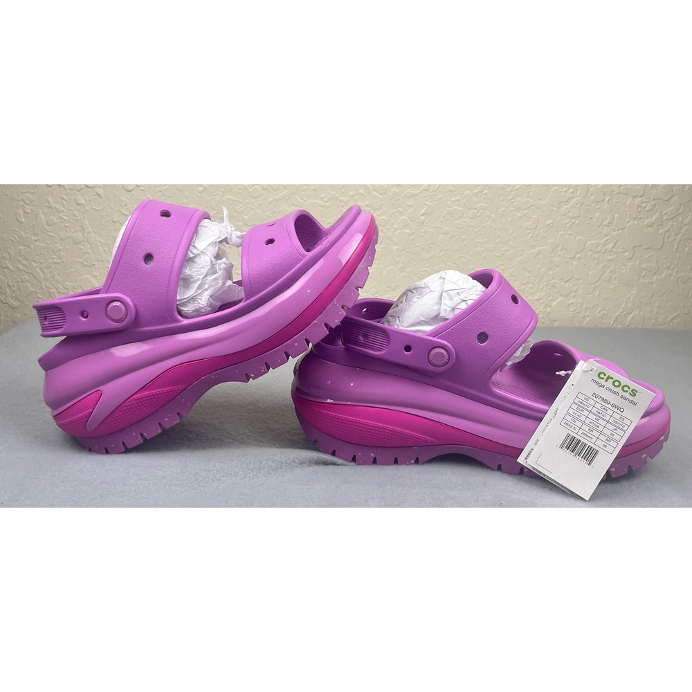 Crocs Mega Crush Sandals Womens Size 8 Platform Shoes Bubble Pink 207989-6WQ NEW - Picture 2 of 9